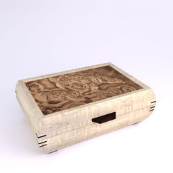 Wooden handmade Elegance Jewelry Box Curly Maple Burled Walnut by Mikutowski Woodworking