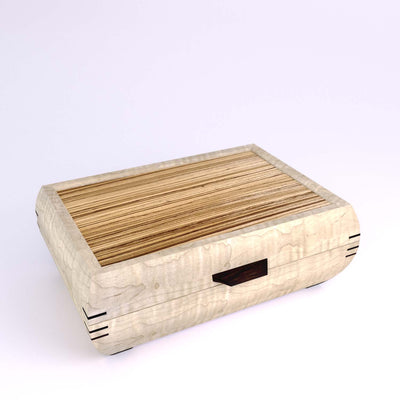 Wooden handmade Elegance Jewelry Box Curly Maple Zebrawood by Mikutowski Woodworking