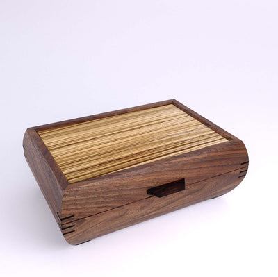 Wooden handmade Elegance Jewelry Box Walnut Zebrawood by Mikutowski Woodworking