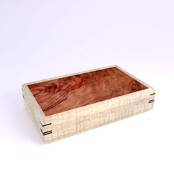 Wooden handmade Large Valet Box Curly Maple Bubinga by Mikutowski Woodworking