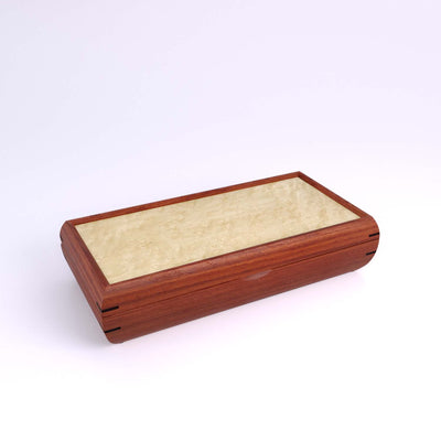 Wooden handmade Small Valet Box Bubinga Birdseye Maple by Mikutowski Woodworking