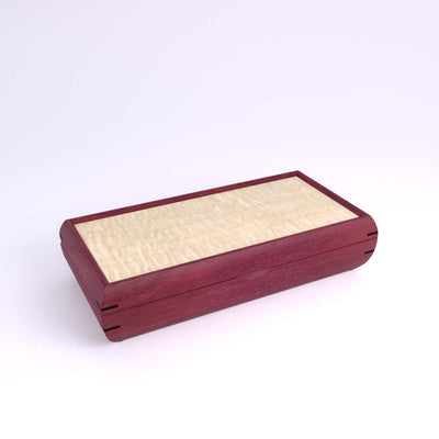 Wooden handmade Small Valet Box Purpleheart Curly Maple by Mikutowski Woodworking
