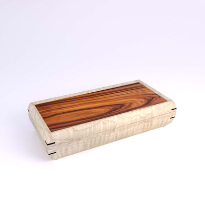 Wooden handmade Small Valet Box Curly Maple Rosewood by Mikutowski Woodworking