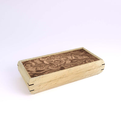 Wooden handmade Small Valet Box Birdseye Maple Burled Walnut by Mikutowski Woodworking