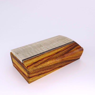 Wooden handmade Treasure Box Canarywood Curly Maple by Mikutowski Woodworking