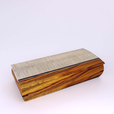 Wooden handmade Cache Box Canarywood Curly Maple by Mikutowski Woodworking