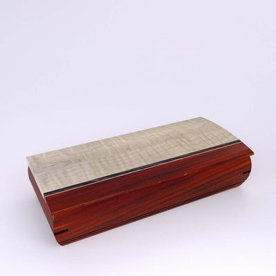Wooden handmade Cache Box Padauk Curly Maple by Mikutowski Woodworking
