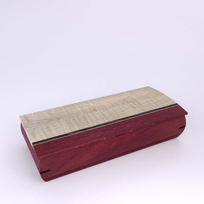 Wooden handmade Cache Box Purpleheart Curly Maple by Mikutowski Woodworking