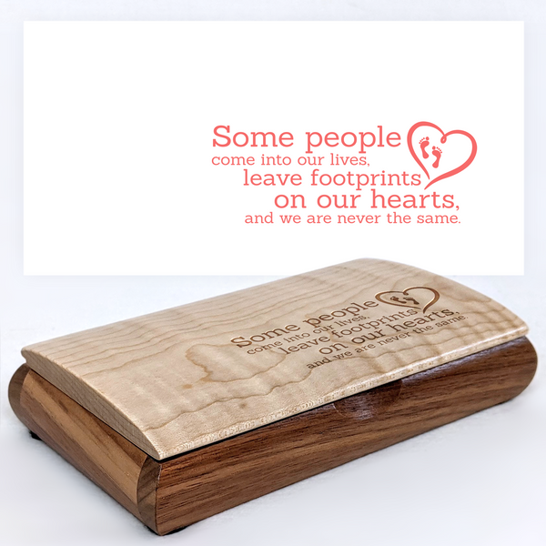 Footprints on Our Hearts Quote Engraved Keepsake Box — Valentine's Day