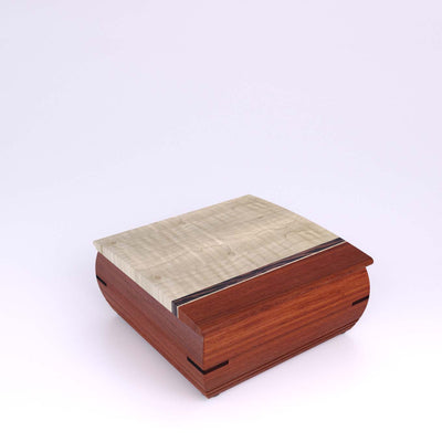 Wooden handmade Ring Bearer Box Bubinga Curly Maple by Mikutowski Woodworking
