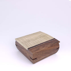 Wooden handmade Ring Bearer Box Walnut Curly Maple by Mikutowski Woodworking